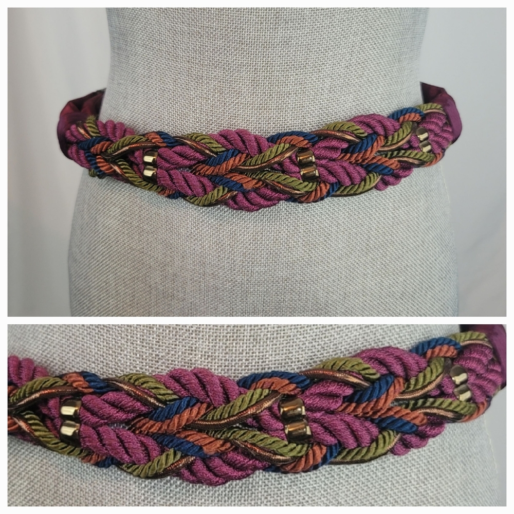 Vintage 80s Purple and Burgundy Art Belt by Carolyn Tanner